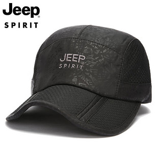 Jeep 吉普 帽子男士棒球帽鸭舌帽户外遮阳帽透气网眼速干太阳帽A0184黑色