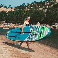 共途 sup划桨板充气桨板成人站立式拉丝料冲浪板水上滑划水浆板船浮板 320*83*15cm 蓝绿