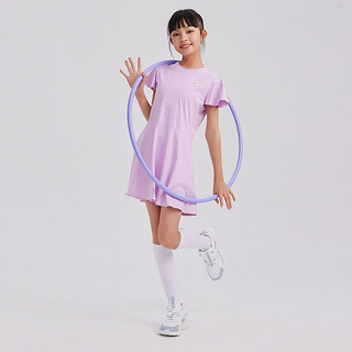 安德玛（Under Armour）童装女大童连衣裙2024春夏儿童卫衣裙百搭连衣裙 紫色 140cm