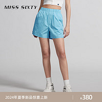MISS SIXTY2024夏季短裤女松紧腰百搭休闲运动风纯色简约直筒 蓝色 M