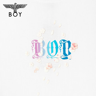 BOY LONDON24夏男女同款樱花图案炫彩鹰标针织短袖T恤N01740 白色 M