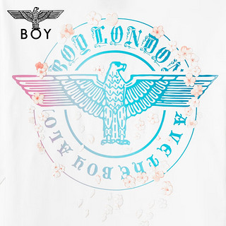 BOY LONDON24夏男女同款樱花图案炫彩鹰标针织短袖T恤N01740 白色 M