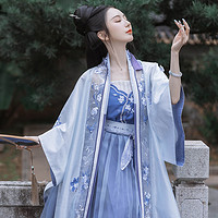 钟灵记 阿青:仿长干寺阔袖褙子合围吊带妆花百迭裙汉服女2022夏