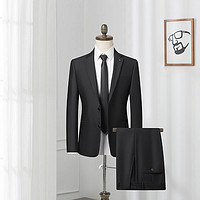 2023纯黑色西服商务休闲修身西装男绅士正装上班西装套装结婚礼服