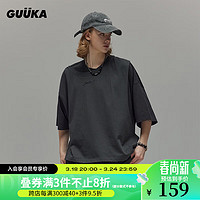 古由卡（GUUKA）LAB沙丘废土风不规则拼接短袖T恤男夏潮时尚个性休闲上衣宽松 黑色 S