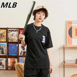 MLB 正品男女同款情侣老花潮流logo印花圆领宽松短袖T恤3ATSM3033