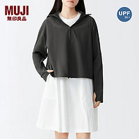 无印良品（MUJI）女式 防紫外线 拉链短款连帽衫夏季款防晒服防晒衣女款BB12CC4S 炭灰色 L 165/88A