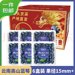 精品新鲜蓝莓  6盒125ML/盒 大单果15-18MM