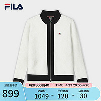 FILA 斐乐 女士织外套2024春季时尚休闲小香风毛衣开衫 蒸汽白-IV 160/80A/S