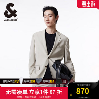 杰克·琼斯（JACK&JONES）夏略宽松平驳领领型纽扣门襟后中开衩休闲西服男装224208001 E02 鼠尾草色 常规 165/88A/XS