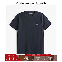 Abercrombie & Fitch 男装女装情侣装 24春夏新款小麋鹿纯色圆领短袖T恤 358206-1 海军蓝 XL (180/116A)