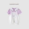 Hello Kitty 2024年夏款婴幼儿女童装胸口蕾丝连体哈衣爬服