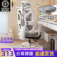 科润 人体工学椅子护腰电脑椅 极白-乳胶款-定型坐垫 可旋转可升降扶手 +铝合金脚