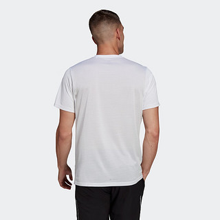 adidas 阿迪达斯 速干舒适跑步运动上衣圆领短袖T恤男装阿迪达斯官方HB7444 白/深银灰 2XL