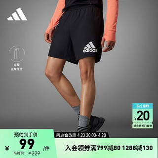 adidas 阿迪达斯 舒适梭织跑步运动短裤男装阿迪达斯官方H59883 黑色 A2XL7