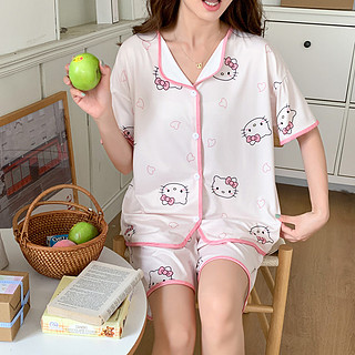 婧麒月子服夏季睡衣短袖三件套产后家居服套装 爱心凯蒂猫+Jsy127993 L