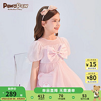 PawinPaw卡通小熊童装24年夏季网纱拼缎面连衣裙 粉红色/25 120