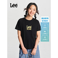 Lee24春夏标准版圆领印花Logo凉感轻薄女短袖T恤LWT008224202 黑色 XS