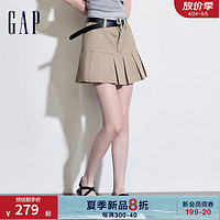 Gap 女装2024夏季纽扣百褶裙百搭短裙464949 卡其色 160/60A(25)亚洲尺码