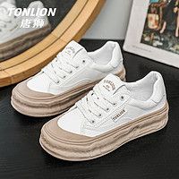 唐狮（TonLion）女鞋子女春夏季2024小白鞋女士休闲板鞋女厚底运动饼干鞋 白色 39 39码