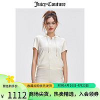 JUICY COUTURE橘滋外套女2024夏季美式甜心短袖亮面天鹅绒上衣 奶油白 XS