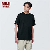 无印良品（MUJI）男式 天竺织 圆领短袖T恤男士打底衫男款夏季 AB1MIA4S 黑色 XS (160/80A)