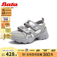 Bata包头凉鞋女2024夏季厚底运动休闲百搭透气凉鞋A2537BH4 灰色 36