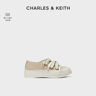 CHARLES & KEITH CHARLES&KEITH女士拼色蝴蝶结系带休闲鞋CK1-70900347