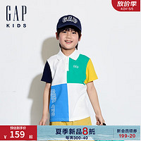 Gap男童2024夏季珠地网眼polo领撞色短袖T恤儿童装上衣466027 白色 110cm(XXS)亚洲尺码