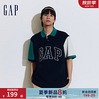 Gap男女装2024夏季字母logo撞色拼接polo领针织衫上衣890976 海军蓝 185/104A(XXL) 亚洲尺码