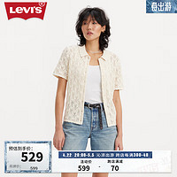 Levi's李维斯24夏季女士复古镂空时尚针织短袖 米白色 M