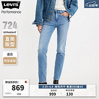 Levi's李维斯冰酷系列24春季724女士牛仔裤磨破 浅蓝色 24 26