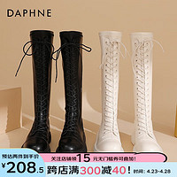 达芙妮(DAPHNE)靴子女长筒靴女骑士靴厚底马丁靴女秋冬款女靴 黑色 38