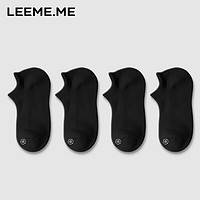 LEEME.ME粒米袜子女春季抗菌女士袜子毛圈底透气短袜女袜 4黑 均码