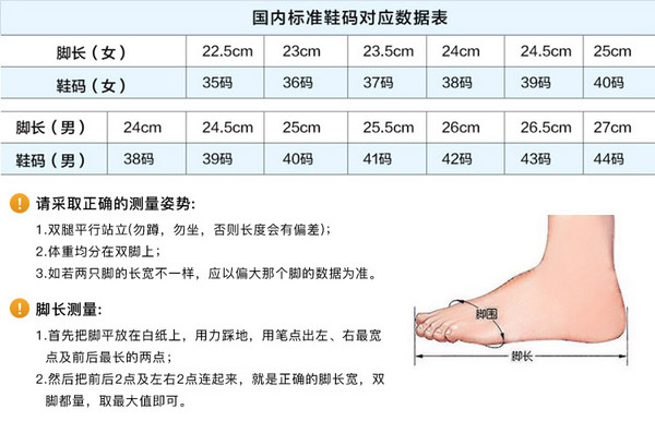 cm鞋码对照表图片