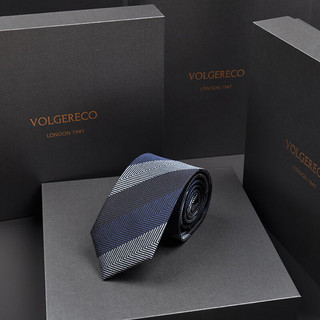 VOLGERECO英国VG男士休闲商务领带高端正装窄免打手打蓝色条纹职业新郎7cm VG18 免打拉链款