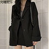 允橘黑色西装外套女小个子2024春秋韩版休闲宽松垂感西服上衣 XL（120-135斤）
