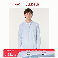HOLLISTER 24年春夏棉质长袖泡泡纱纽扣式衬衫 男 357847-1 蓝色条纹 M (180/100A)