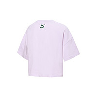 PUMA 彪马 官方夏季 女子休闲圆领短袖T恤 GLAMPING 536880 淡紫色-17 M(160/84A)