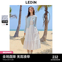 LEDIN 乐町 韩系甜美蛋糕长裙24年夏季新款少女感纯棉半身裙初恋感小白裙