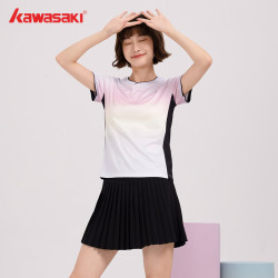 KAWASAKI 羽毛球服女款专业运动短袖圆领速干T恤B2977 微葡萄紫 L