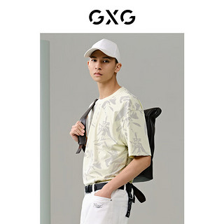 GXG男装 黄色潮流印花短袖T恤 2024年夏季G24X442061 黄色 165/S