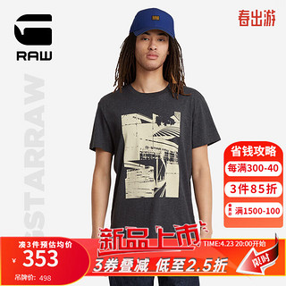 G-STAR RAW2024夏季男士T恤西海岸印花半袖短袖圆领修身型D24686 深黑 XS
