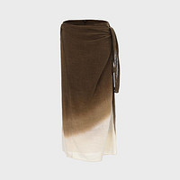 限尺码：Massimo Dutti 女士纯棉围裹式系带纽扣式摩登气质不对称半截长裙