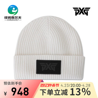 PXG 高尔夫球帽女士冬帽韩国进口EMBLEM LONG BEANIE针织帽白色帽