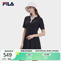 FILA 斐乐 官方女连衣裙2024春季时尚休闲POLO领短袖针织裙