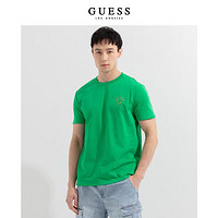 GUESS 盖尔斯 情侣款彩色LOGO纯棉T恤-M2GI78R6O00