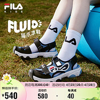 FILA 斐樂 魔術貼童鞋2024夏中大童男女童貓爪鞋兒童涼鞋休閑鞋