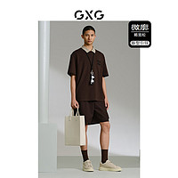 GXG男装 多色字母设计短袖T恤 24年夏季G24X442025 棕色 180/XL