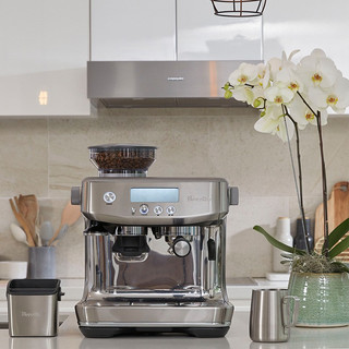 铂富（Breville） BES878 半自动意式咖啡机 家用  多功能咖啡机 海盐白